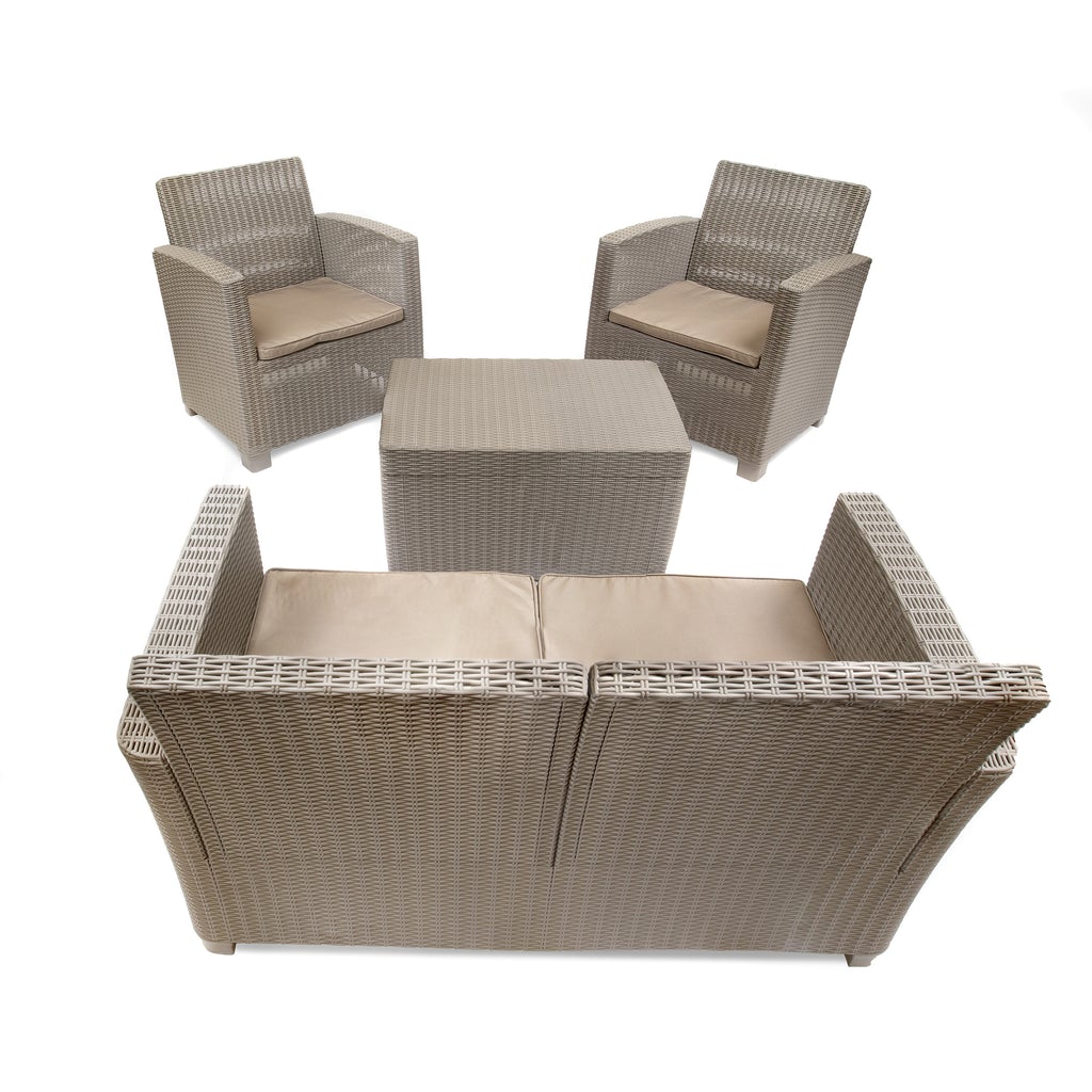 Dukap Alta Juego de asientos de ratán sintético para todo tipo de clima, 4 piezas con cojines