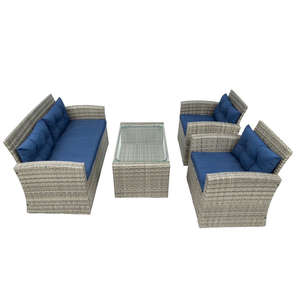 Dukap Terrazzo 4 Piece All-Weather Wicker Patio Seating Set With Cushions